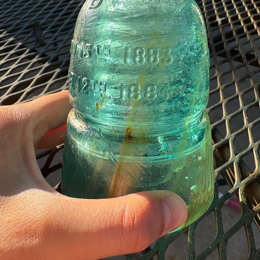Vintage W. Brookfield New York Glass Insulator - Aqua - Picture 3 of 5